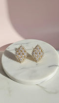 Curved Oval Crystal Stud Earrings