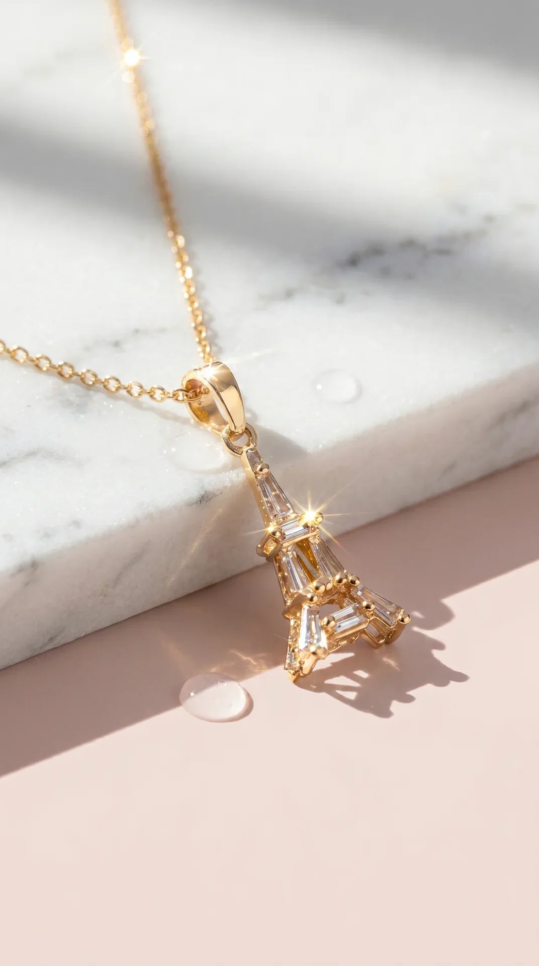 Eiffel Tower Crystal Pendant Necklace