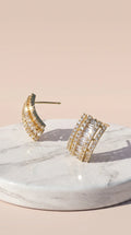 Curved Crystal Stud Earrings