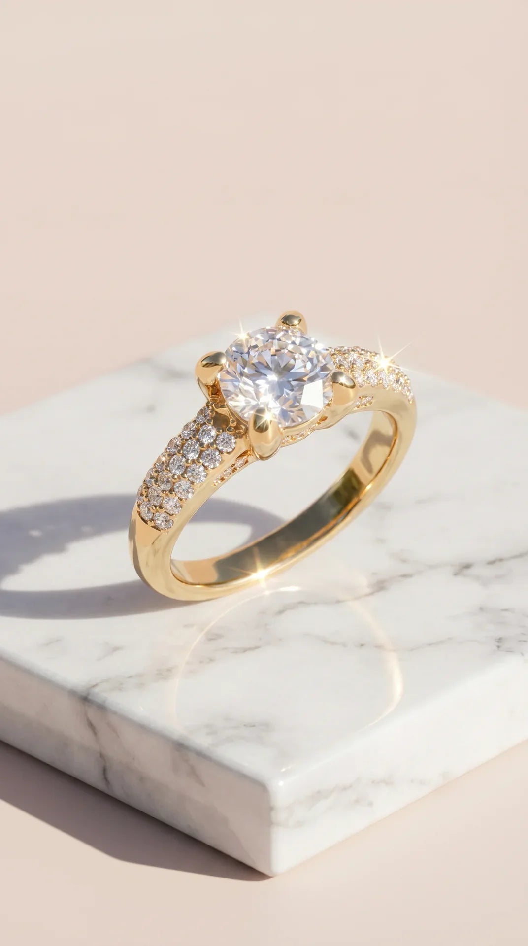 Box Set Of 12 Gold Round Cut Crystal Rings