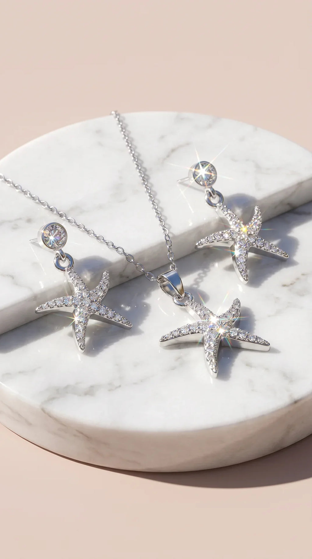 Starfish Gold Plated Pendant Necklace & Earring Set