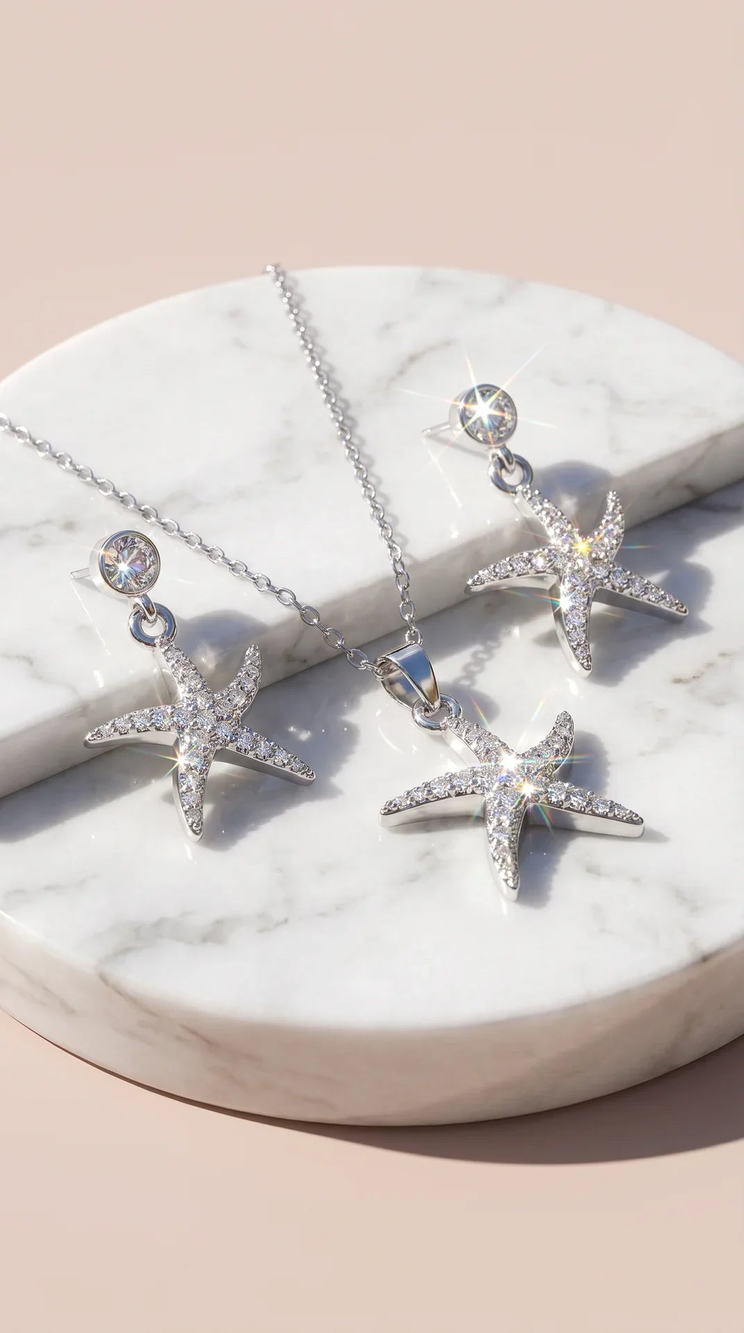 Starfish Gold Plated Pendant Necklace & Earring Set