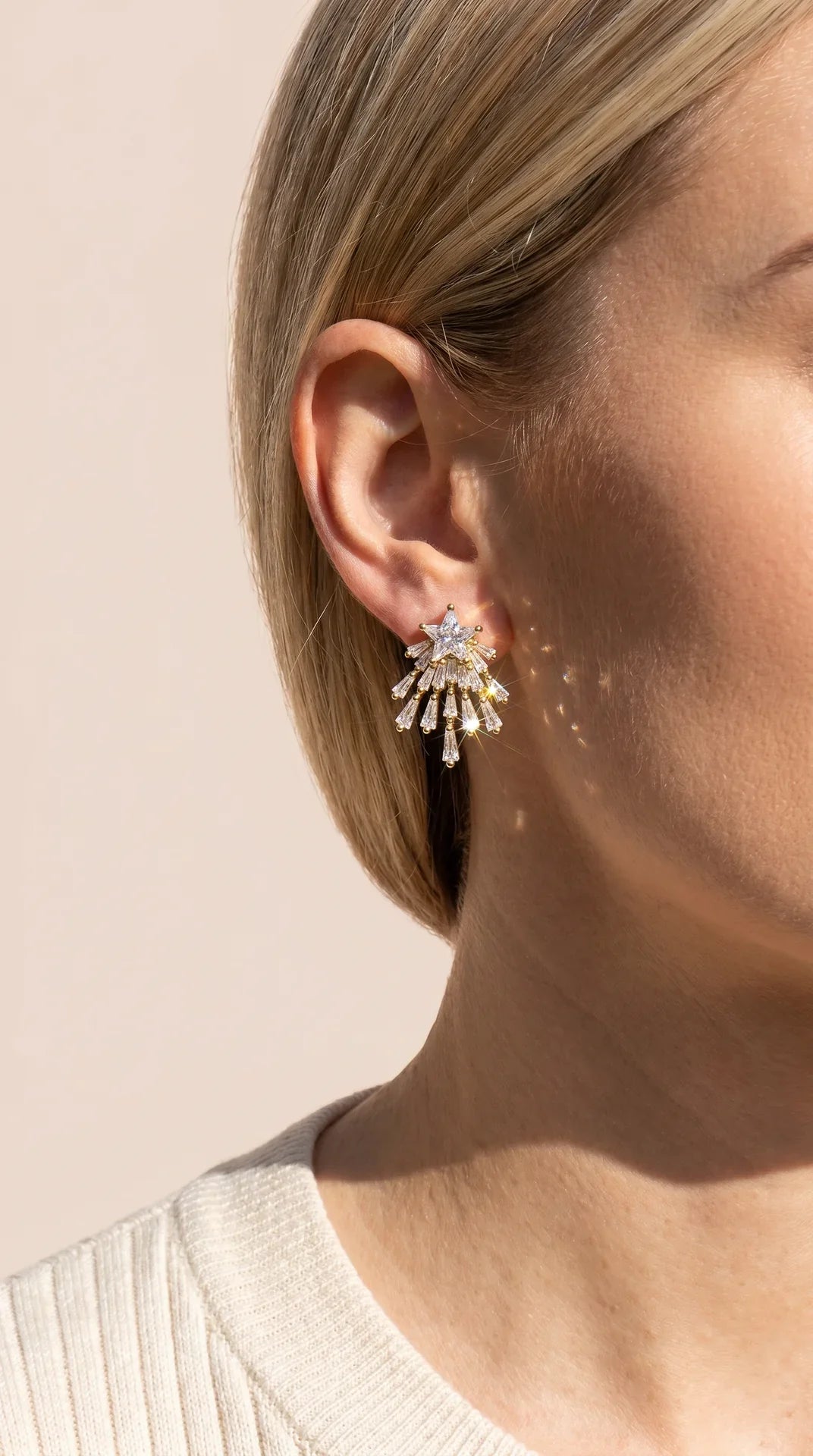 Star Burst Crystal Stud Earrings