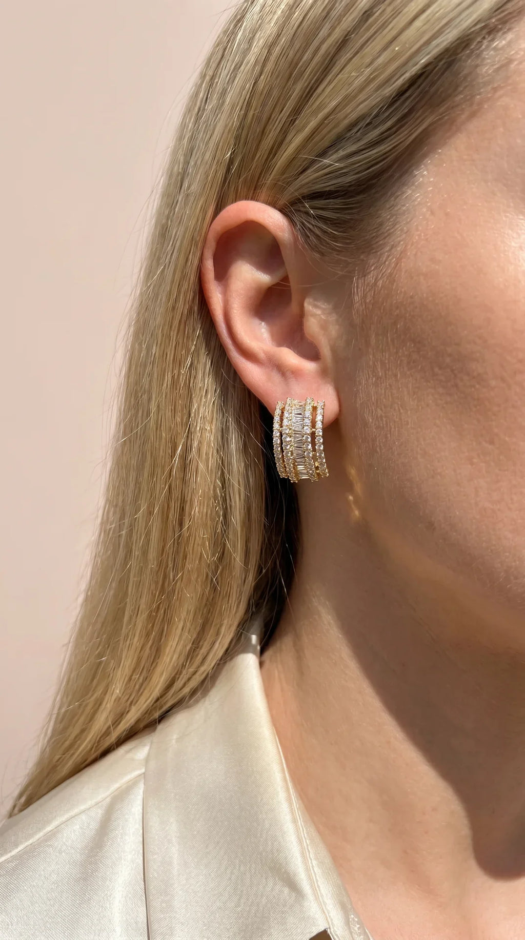 Curved Crystal Stud Earrings