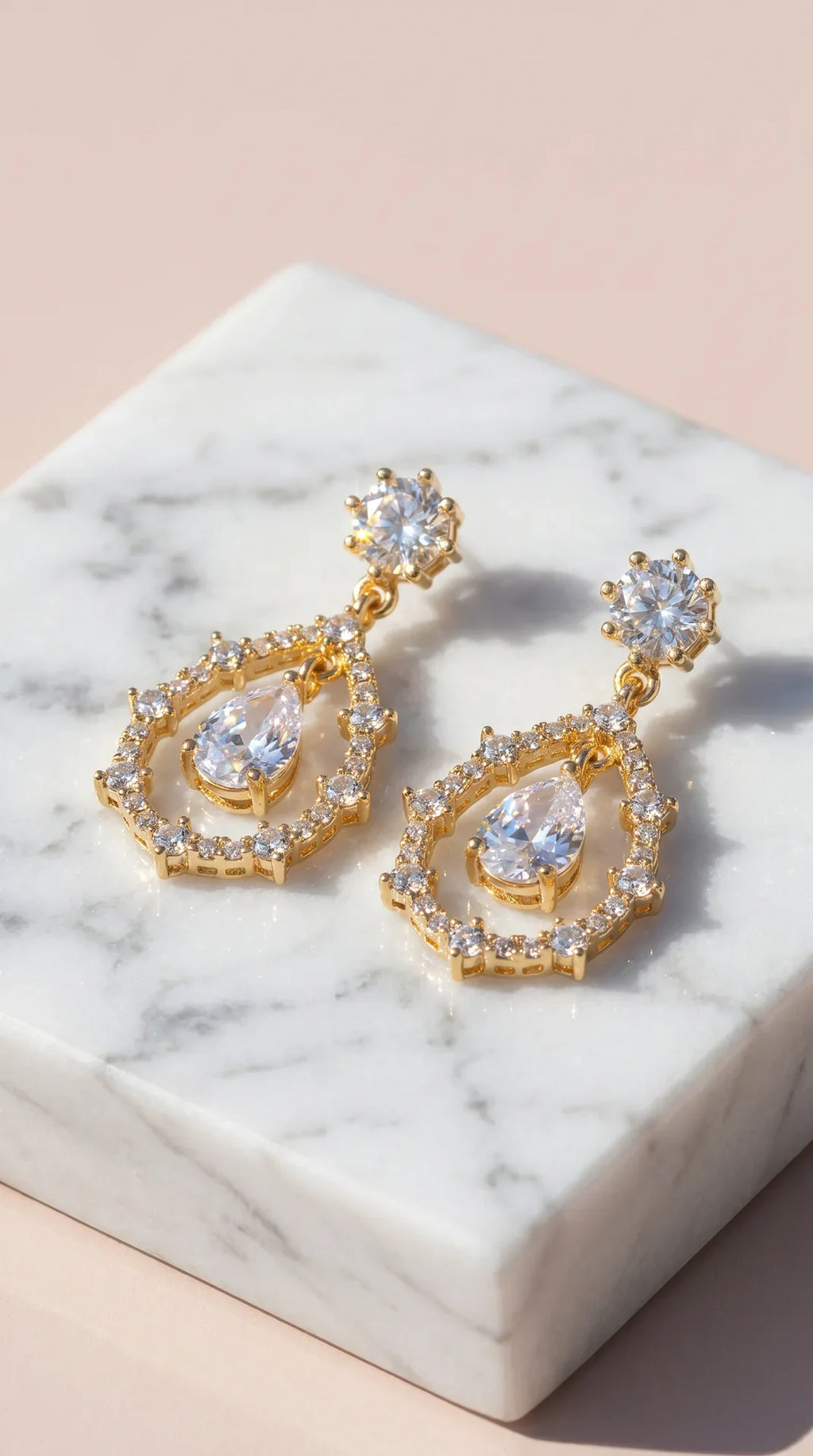 Teardrop Studded Drop & Dangle Crystal Earrings