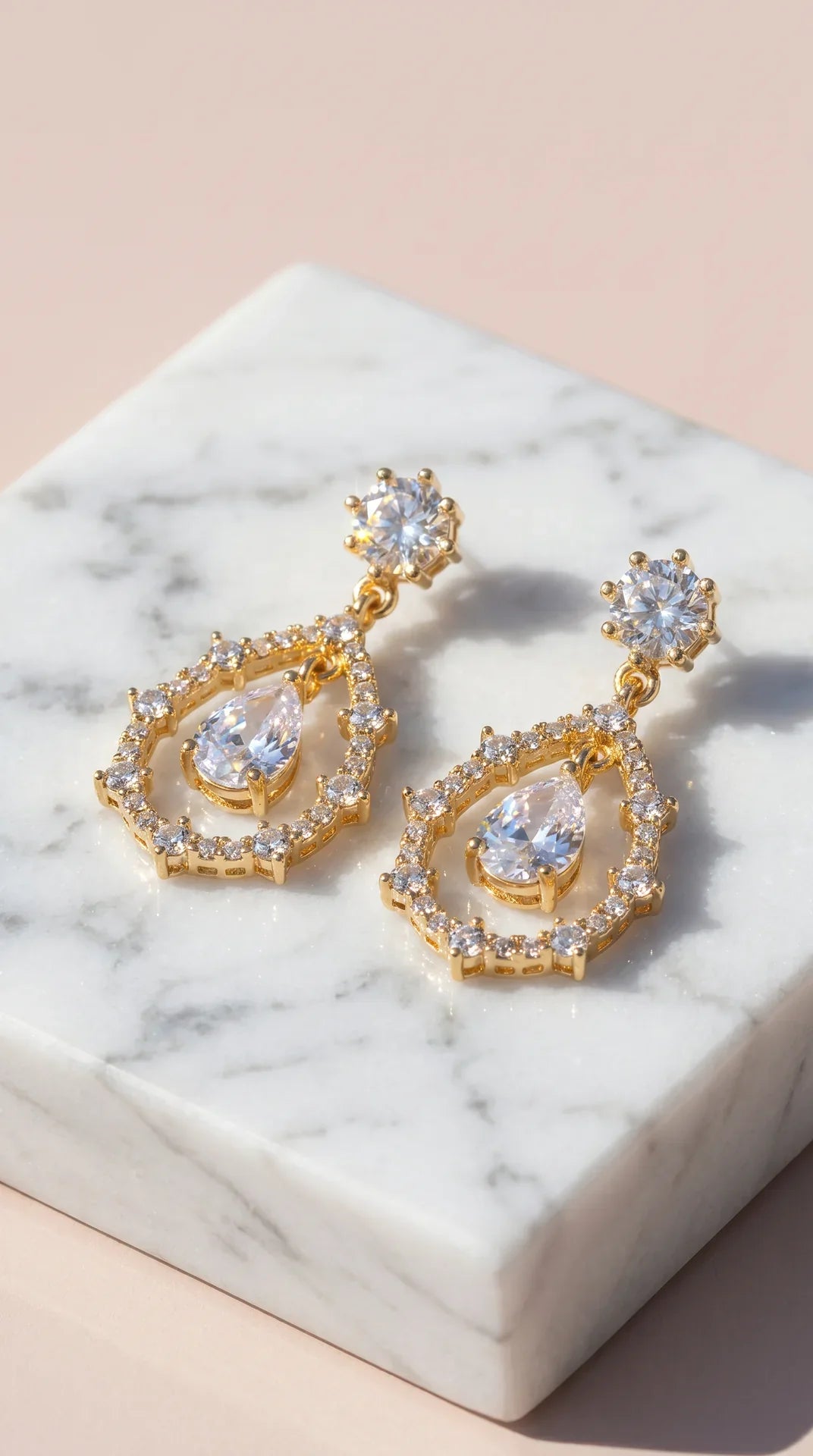 Teardrop Studded Drop & Dangle Crystal Earrings