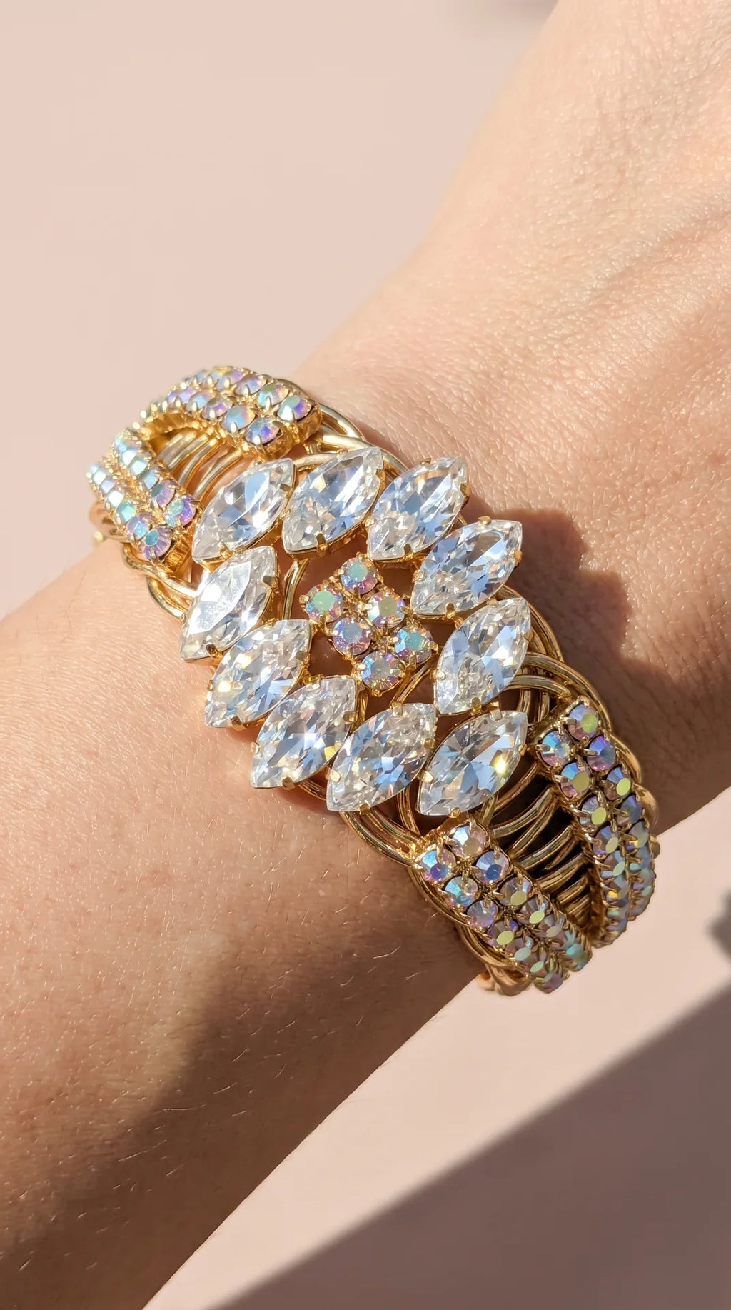 Gold Free Size Wrap Around Crystal Bracelet Cuff