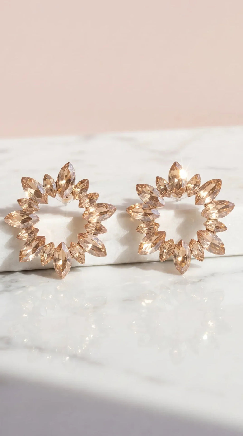 Statement Sun Burst Crystal Stud Earrings