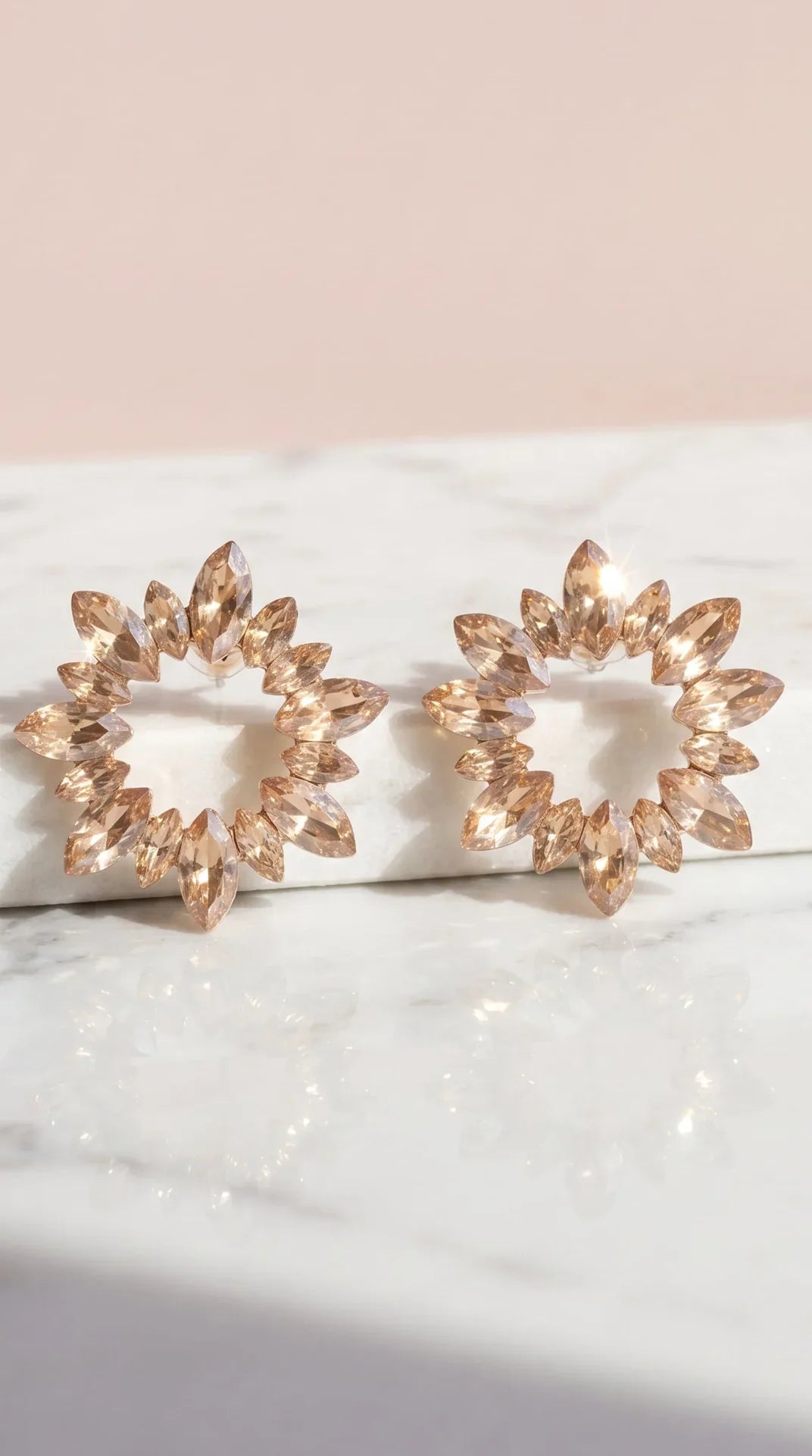Statement Sun Burst Crystal Stud Earrings