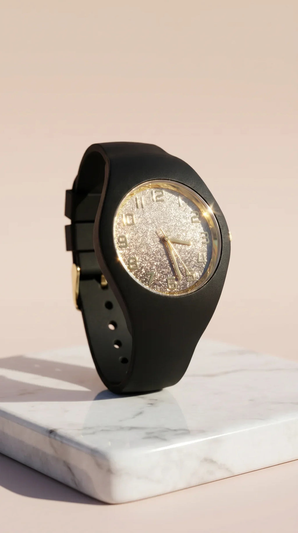 Glitter Dial Silicone Strap Watch