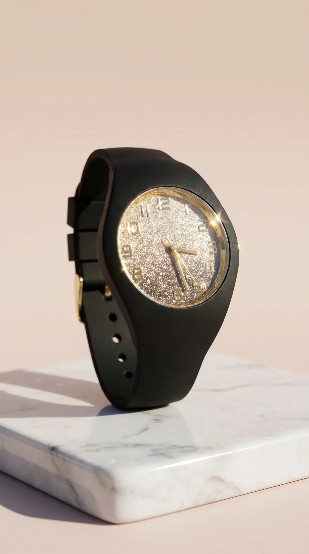 Glitter Dial Silicone Strap Watch