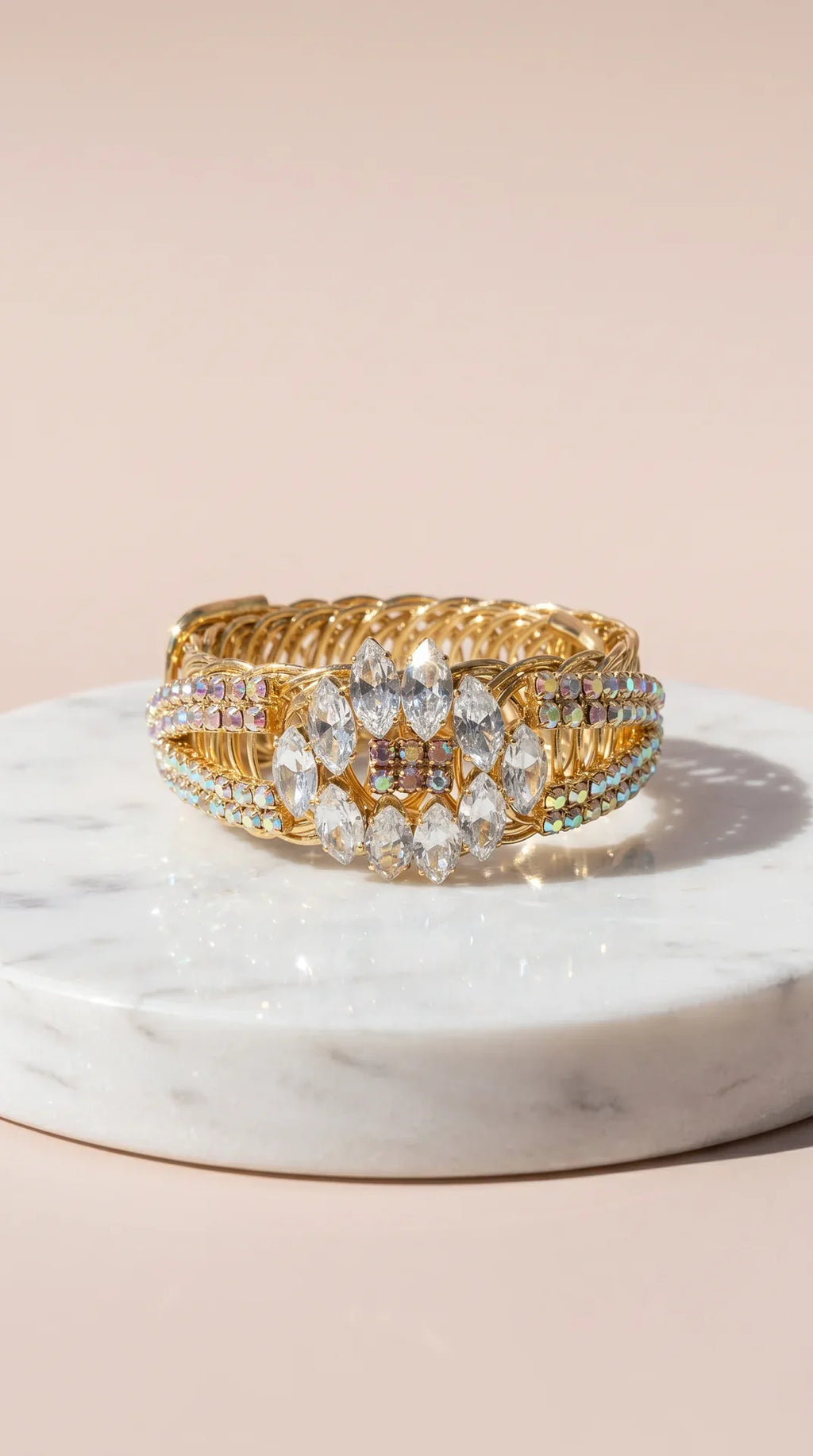 Gold Free Size Wrap Around Crystal Bracelet Cuff