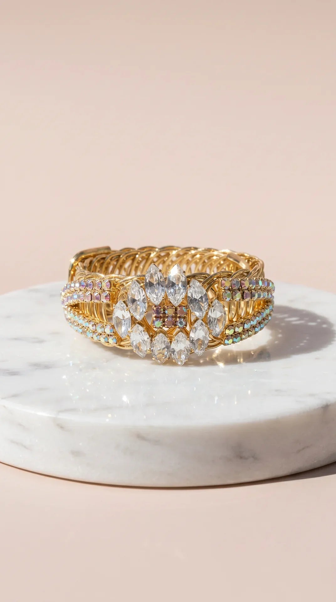 Gold Free Size Wrap Around Crystal Bracelet Cuff