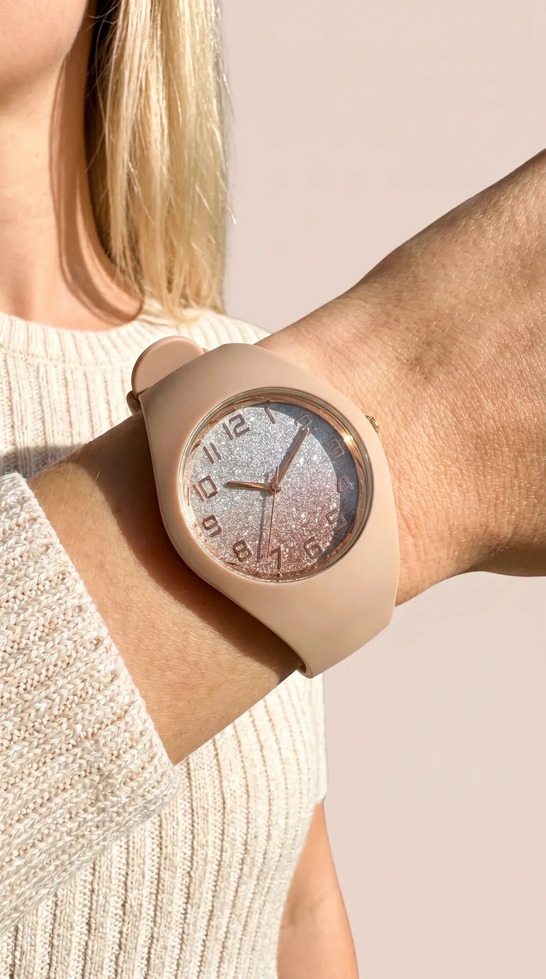 Glitter Dial Silicone Strap Watch