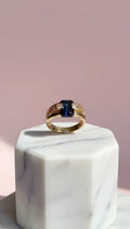 Blue Crystal Gold Band Ring Box set of 12