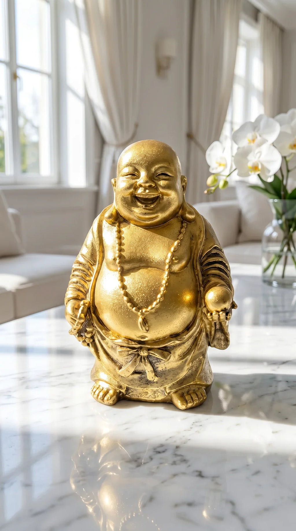 Gold Happy Buddha Standing Figurine