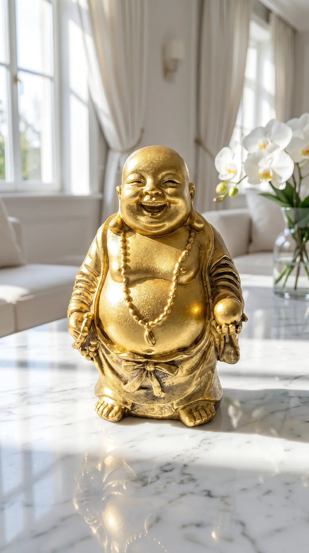 Gold Happy Buddha Standing Figurine