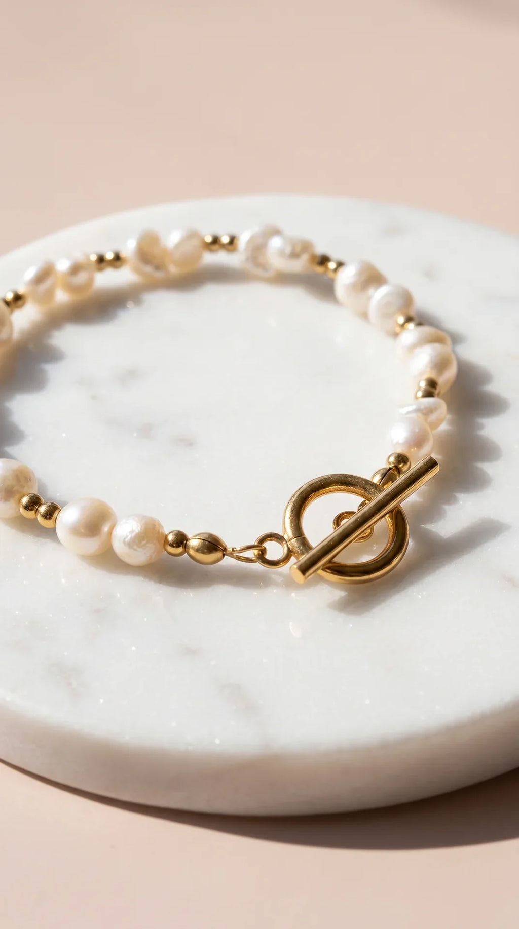 Fresh Water Pearl Gold Plated Toggle Bracelet