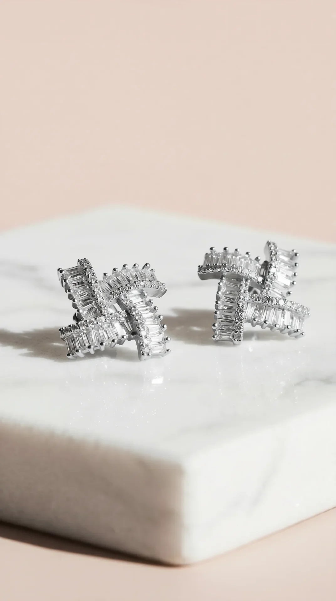 Twisted Baguette Cut Crystal Stud Earrings