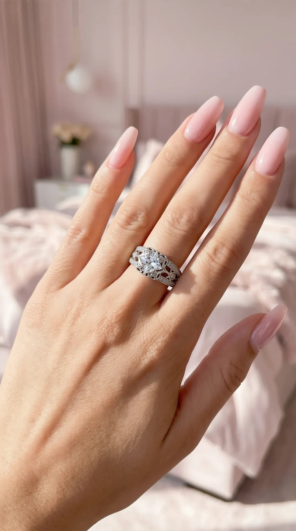 Box Set Of 12 Silver Square Cut Crystal Rings