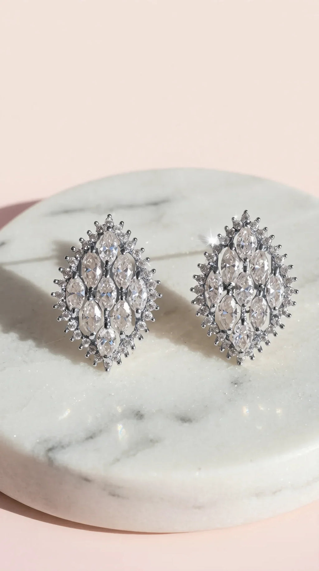 Curved Oval Crystal Stud Earrings