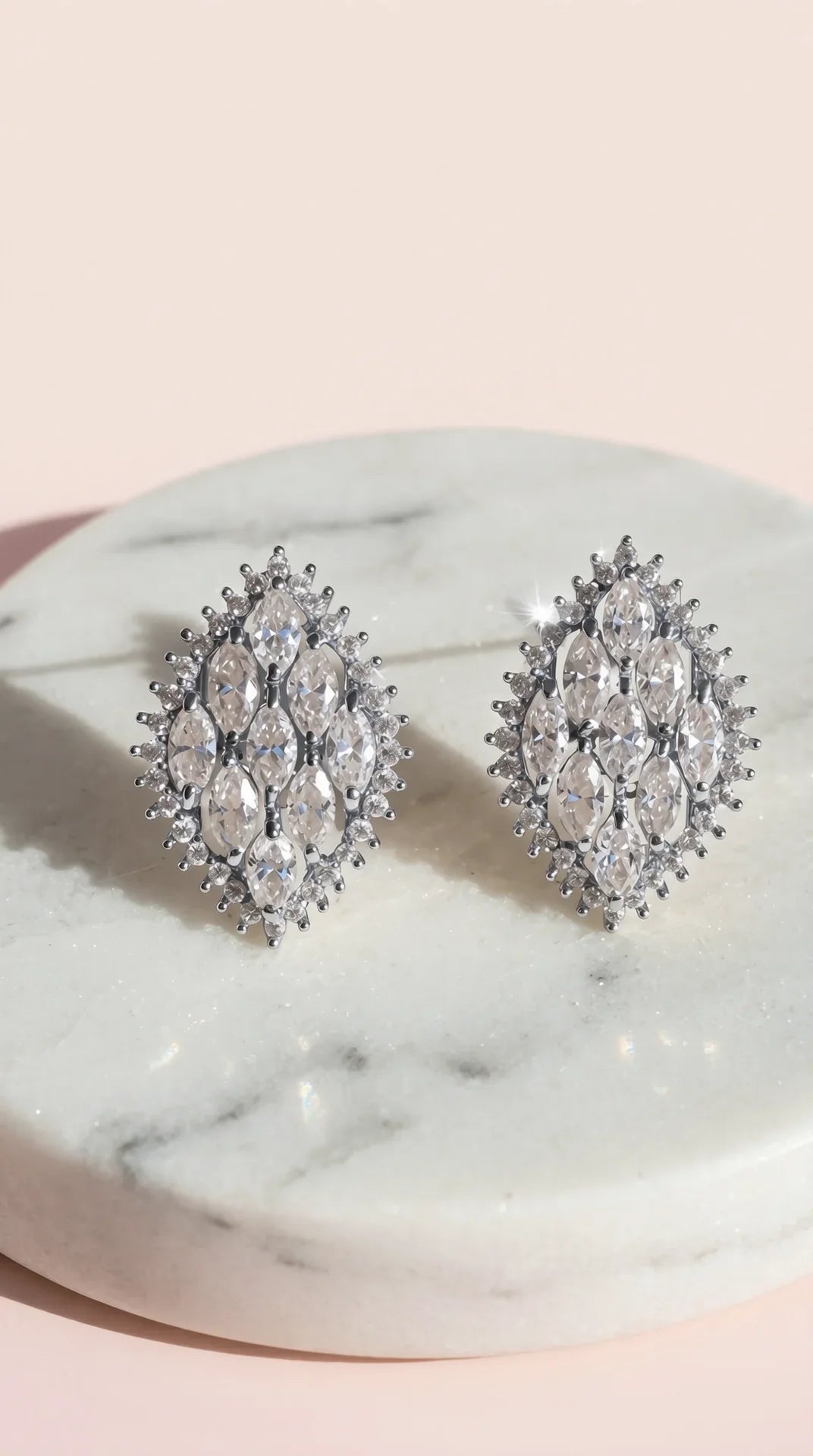 Curved Oval Crystal Stud Earrings