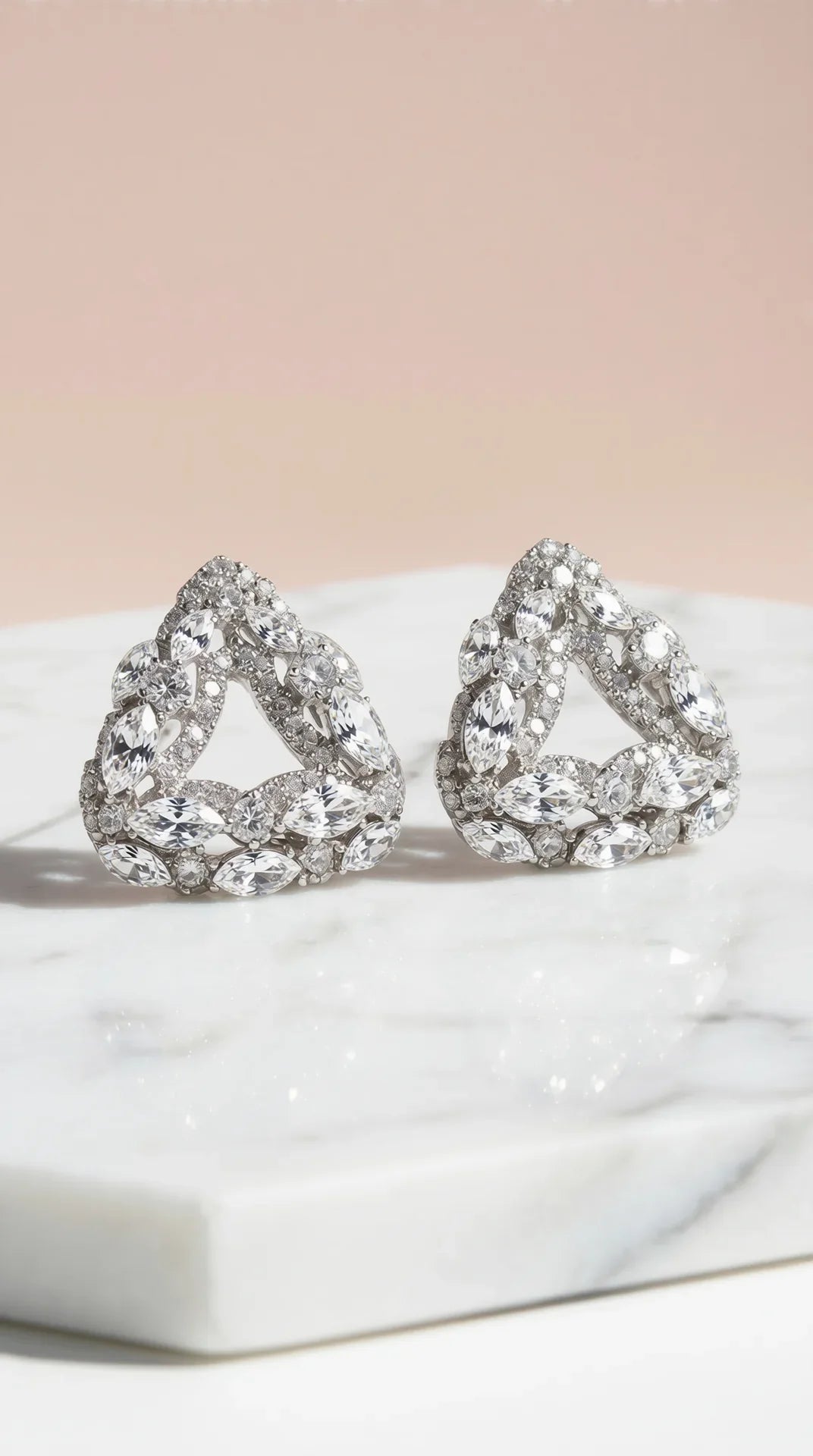 Geometric Triangular Crystal Stud Earrings