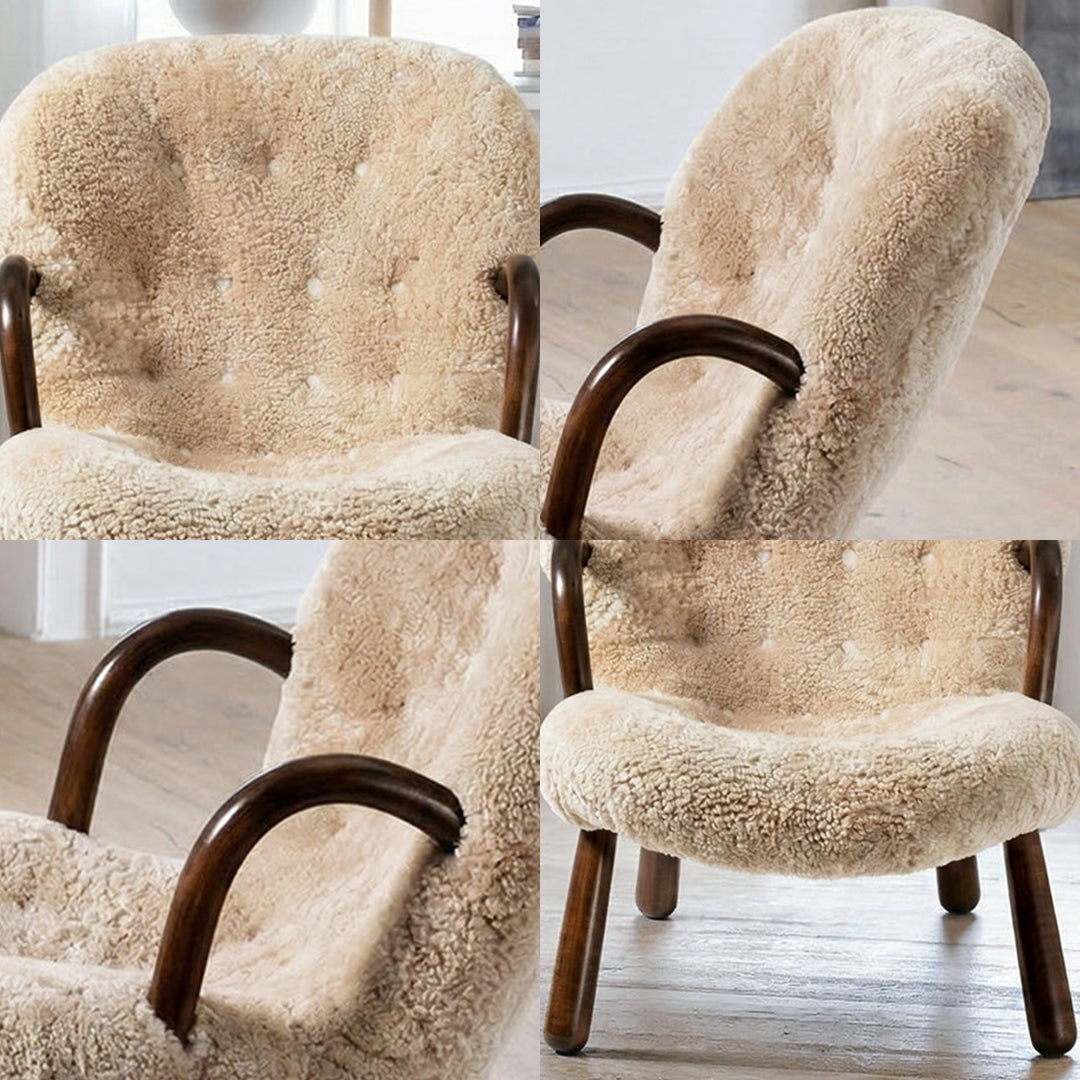 Classic Clam Armchair & Footstool, Boucle