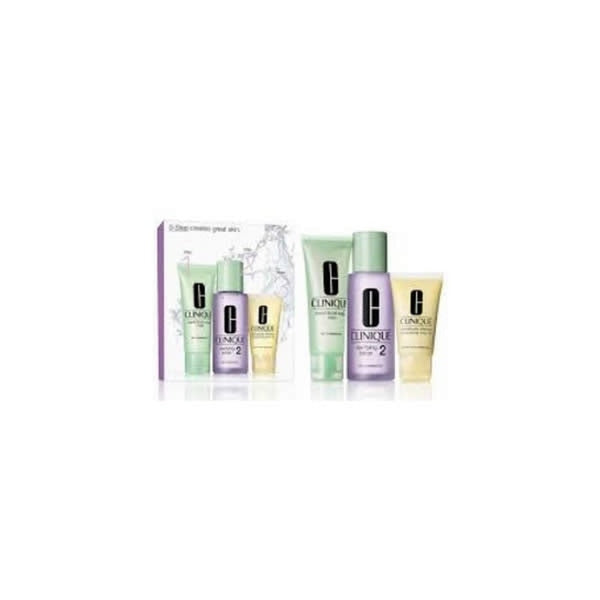 Clinique 3-Step Skincare Gift Set 50ml Liquid Facial Soap Dry Combination + 100ml Clarifying Lotion 2 Dry Combination + 30ml Dramatically Different Moisturizing Lotion Very Dry To Dry Combination