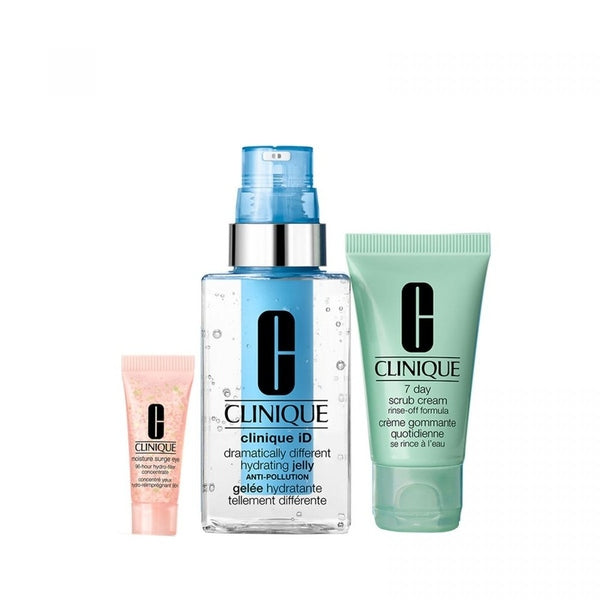 Clinique iD Gift Set for Pores & Uneven Texture 115ml Dramatically Different Hydrating Jelly + 10ml Active Cartridge Concentrate + 30ml 7 Day Scrub + 5ml Moisture Surge Eye Concentrate