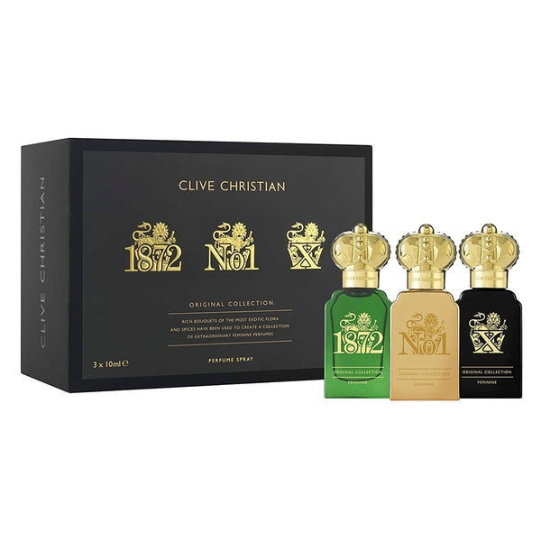 Clive Christian Feminine Traveller Gift Set 10ml 1872 EDP + 10ml No1 EDP + 10ml X EDP