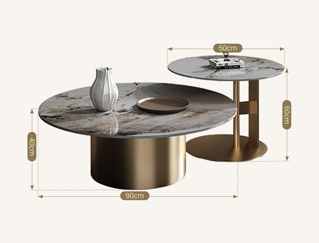 Coar Nesting Coffee Table Set, Gold & Grey
