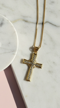 Waterproof Pavé Crystal Gold Plated Cross Necklace