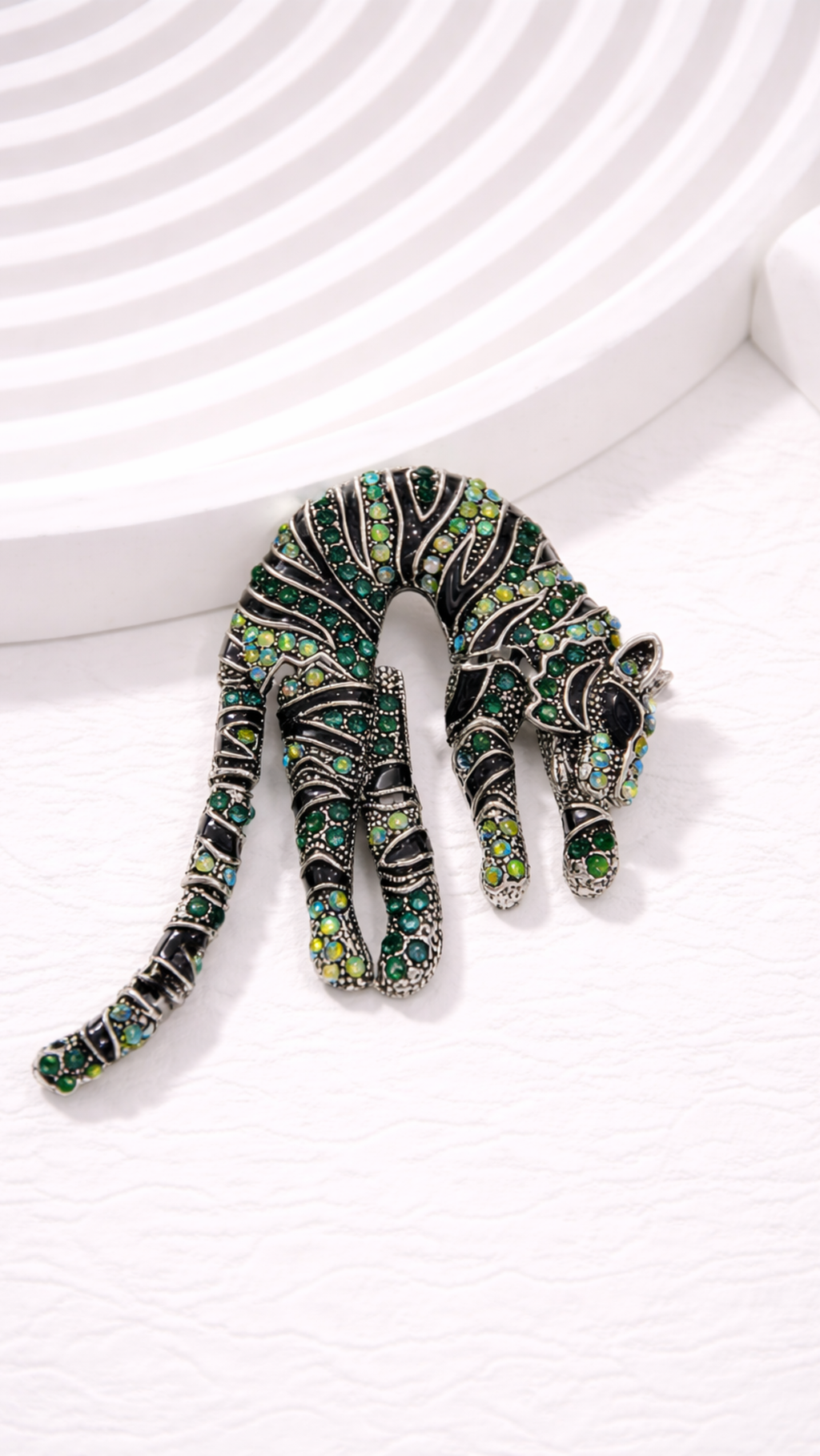 Crystal Panther Brooch Pin Flexi Joint Statement Jewellery