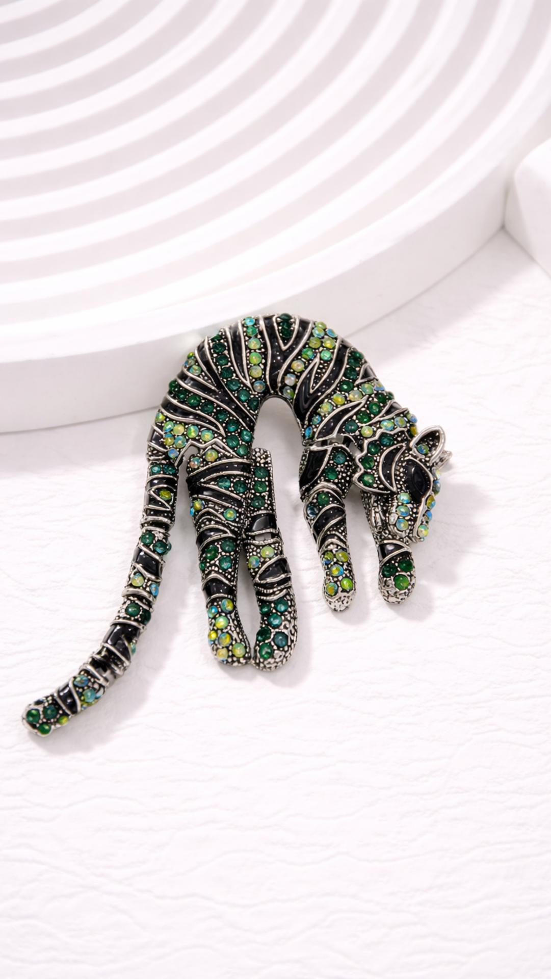 Crystal Panther Brooch Pin Flexi Joint Statement Jewellery