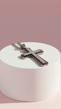 Waterproof Stainless Steel Pave Cross Necklace