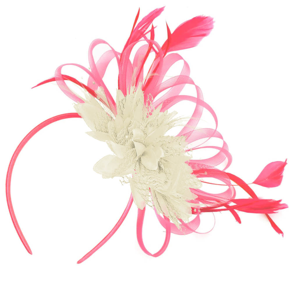 Coral and Cream Hoopmix Fascinator on Headband