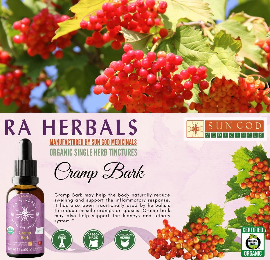 Organic Cramp Bark Tincture for KIDNEYS, URINARY TRACT, MENSTRUAL PAIN