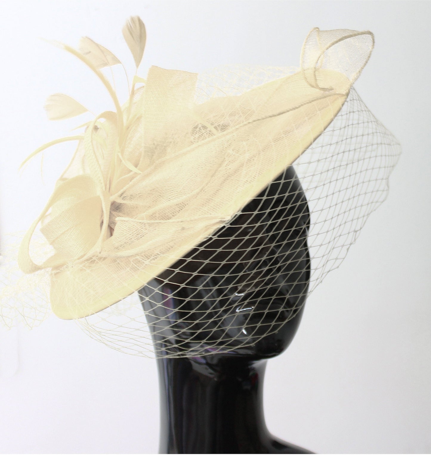 Caprilite Big Saucer Sinamay Birdcage Veil Fascinator On Headband Wedding Derby Ascot Races Ladies Hat
