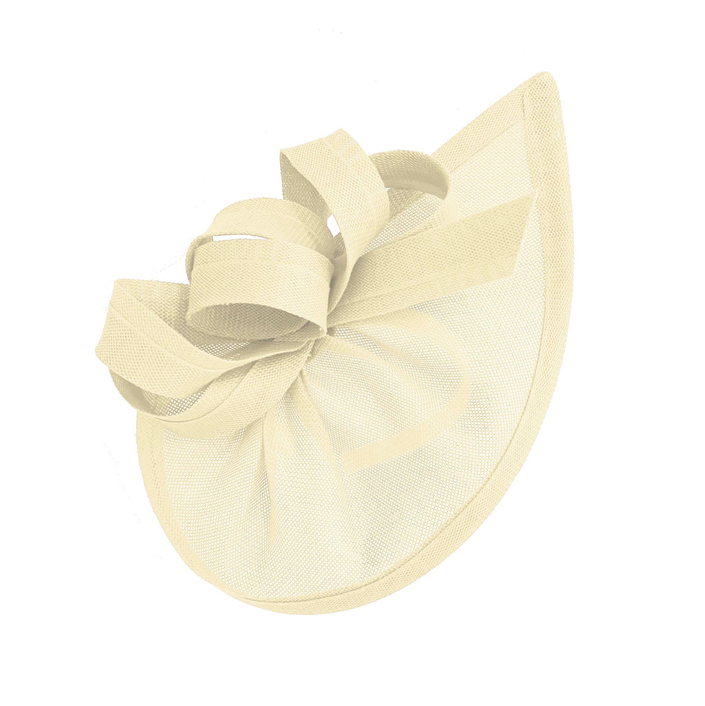 Caprilite Vegan Moon Hoop Fascinator Hat on Headband Wedding Ascot Races Bespoke Sinamay Disc - Ivory Cream