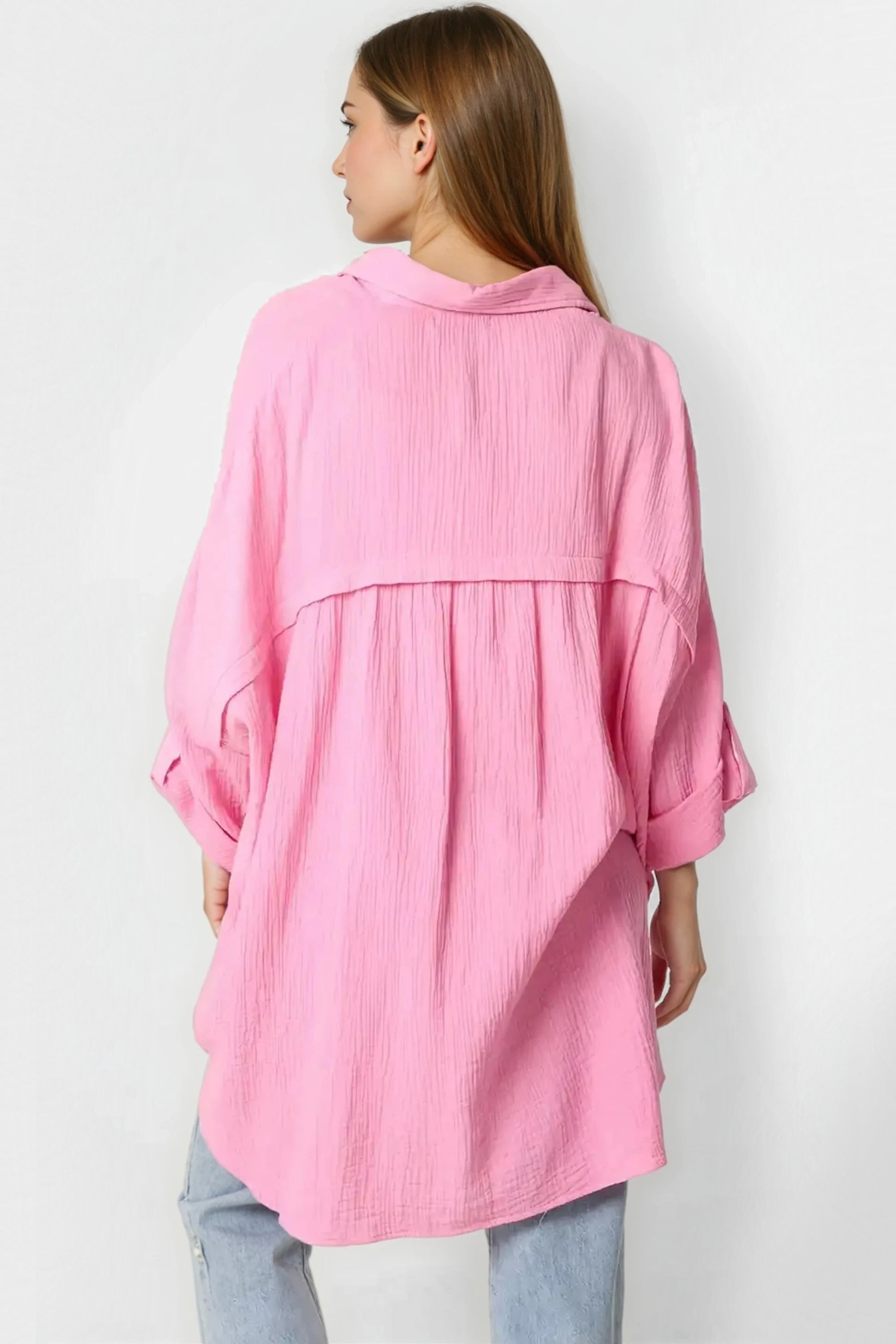 Pink Oversized Cotton Shirt