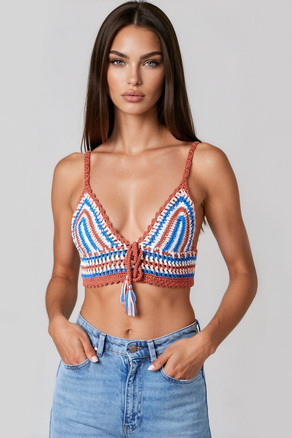 Brown Crochet Bralette Top