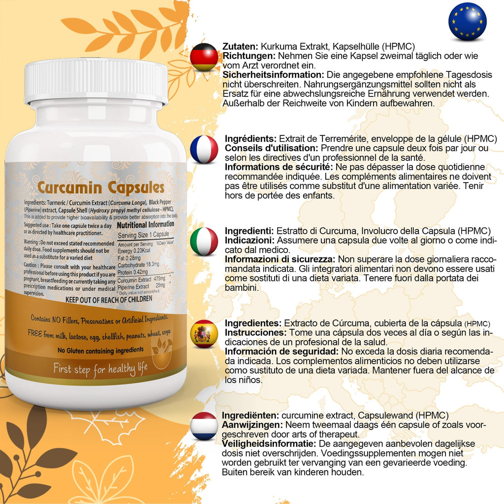Aushadh Tumeric Curcumin with Black Pepper Capsules (Haldi) Joint Comfort & Antioxidant Support - Vegan, Gluten Free, Non-GMO, 60 Capsules