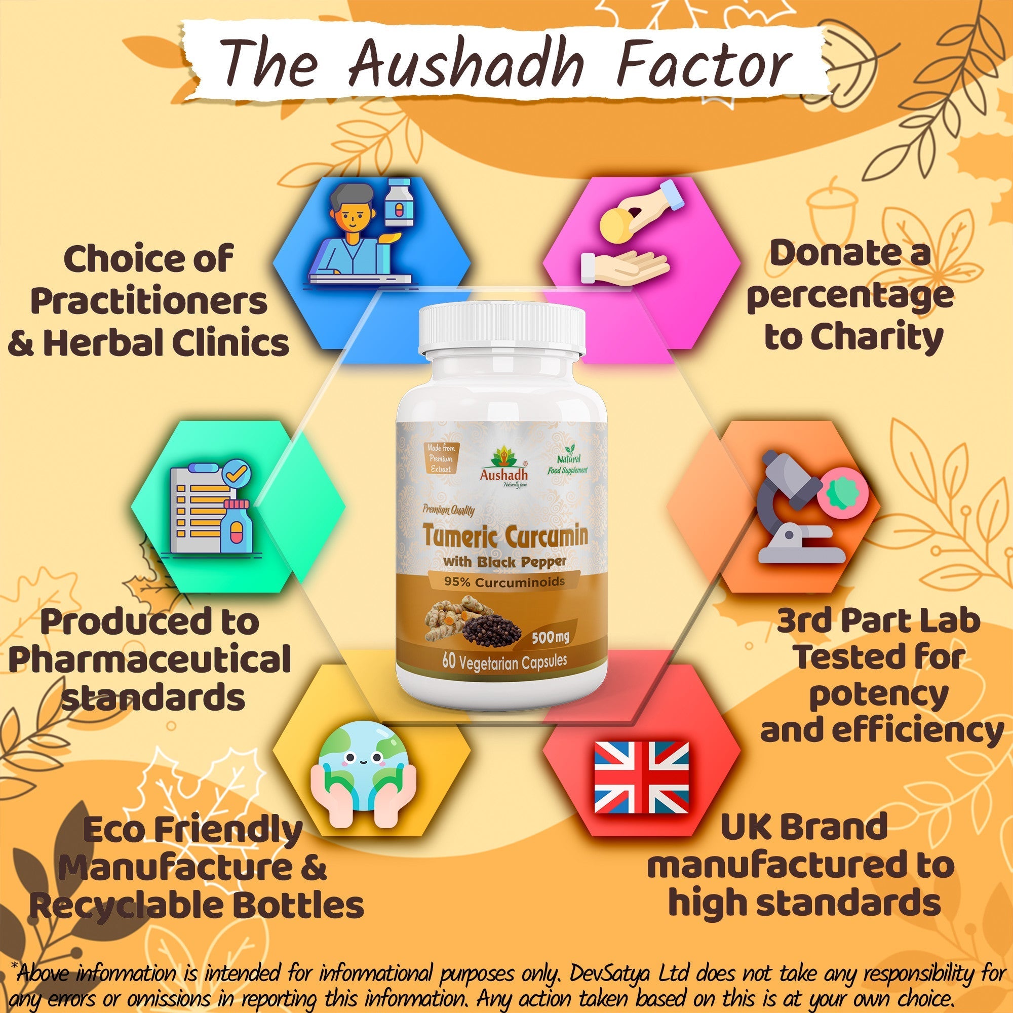 Aushadh Tumeric Curcumin with Black Pepper Capsules (Haldi) Joint Comfort & Antioxidant Support - Vegan, Gluten Free, Non-GMO, 60 Capsules