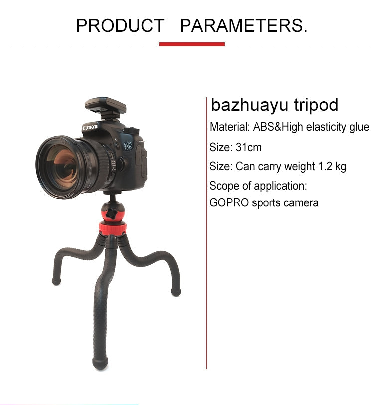 Mini Octopus Tripod with Phone Clamp for iPhone, Galaxy, GoPro, Xiaoyi & Action Cameras
