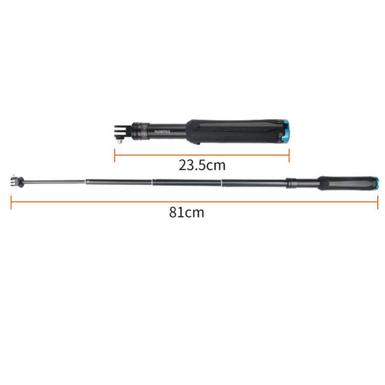 Portable Foldable Tripod Holder Selfie Monopod Stick for GoPro, Insta360, DJI and Other Action Cameras, Length: 23.5-81cm