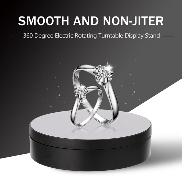 13.8cm Mirror Style USB Charging Smart 360 Degree Rotating Turntable Display Stand Video Shooting Props Turntable for Photography, Load 3kg(White)
