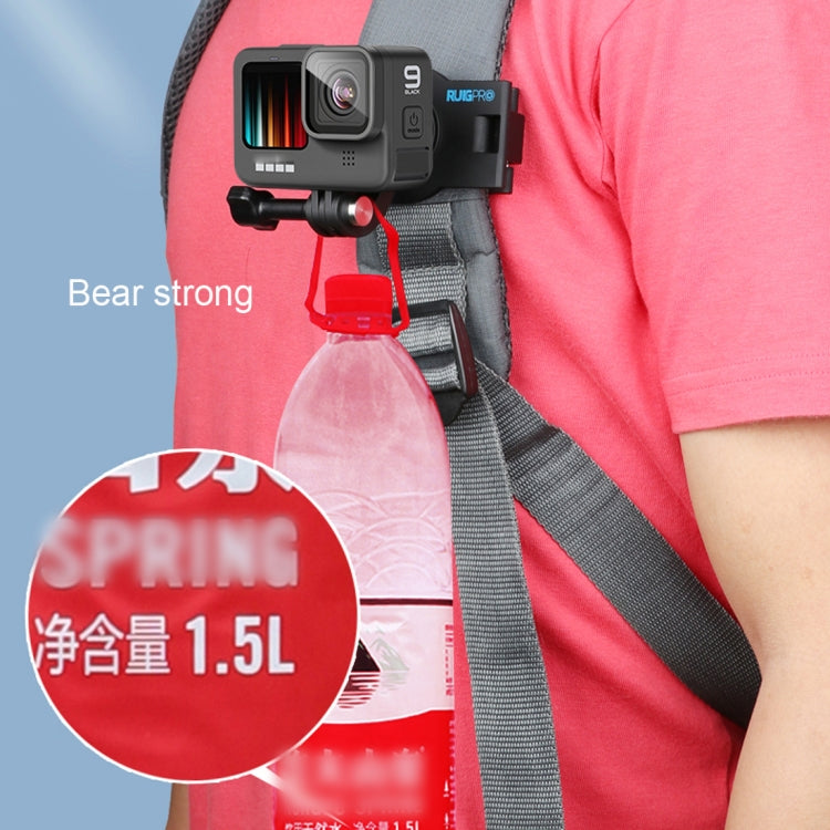 RUIGPRO 360° Rotating Quick Release Shoulder Backpack Mount for GoPro Hero12/11/10/9/8/7/6/5, Insta360 Ace, DJI Osmo Action 4 (Black)