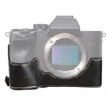 1/4 inch Thread PU Leather Camera Half Case Base for Sony ILCE-7RM4 / A7RM4 / A7R IV, For Sony ILCE-7RM4