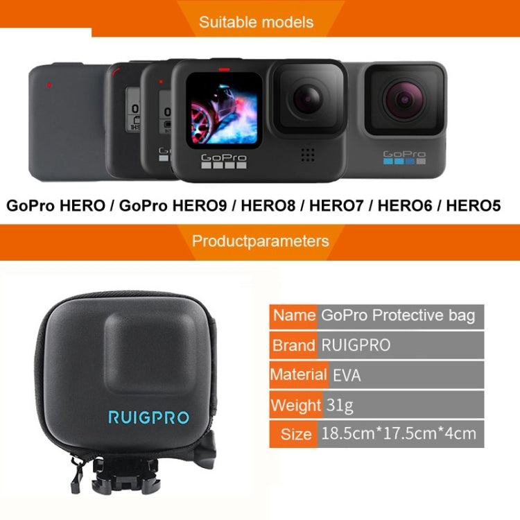 RUIGPRO Super Mini EVA Storage Protective Case Box for GoPro Hero11 Black / HERO10 Black / HERO9 Black / HERO8 Black /7 /6 /5(Black)